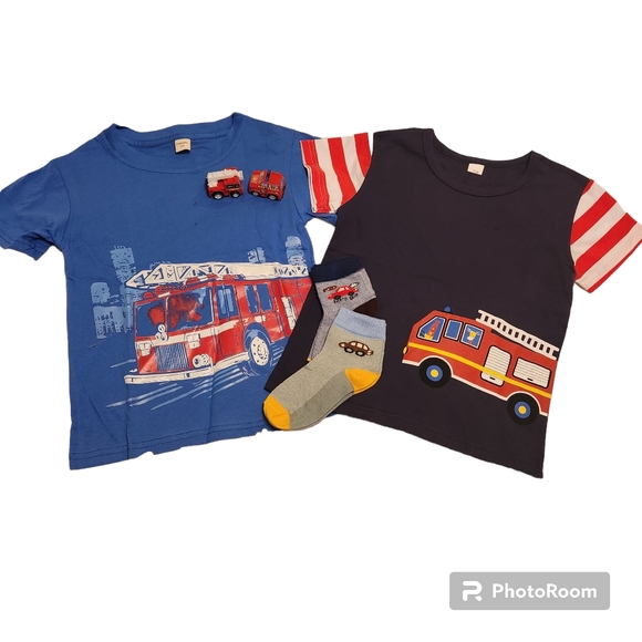 All new 4T Firetruck lot Stickers, Socks, Toys, t-shirt x 2 - Picture 1 of 9